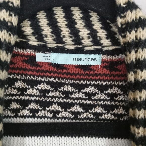 Maurices Multicolor AZTEC Open Front Draped Cardigan Sweater Women's Size Large - Picture 3 of 7